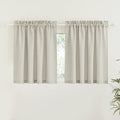 RYB HOME Short Curtains Europe Flax Linen Woven Semi Sheer Drapes Window Treatments Sun Shades Light Filtering Glare Control for Bathroom Nursery Bay Window Laundry Room, W 52" x L 45", Angora, 2 PC