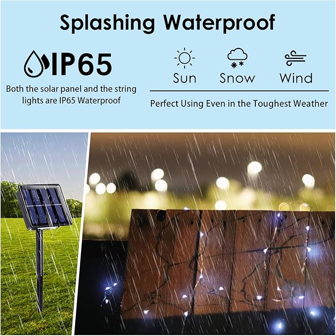 Solar String Lights Outdoor, 2-Pack Each 72FT 200 LED Solar Christmas Twinkle Lights Outside Waterproof Copper Wire with 8 Modes Solar Fairy Lights for Garden Tree Birthday Christmas Decor(Cool White)