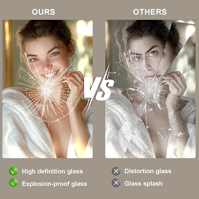 20x28 LED Bathroom Mirror with Lights, Brighter Backlit + Front Lit, Tempered Glass, Dimmable, Multiple Light Modes, Anti-Fog Lighted Bathroom Vanity Mirror for Wall, Memory Function