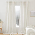 RYB HOME 108 inch Curtains - Flax Linen Blend Semi Sheer Light Glare Filtering Extra Long Drapes for Living Room Dining Doorway Farmhouse Office Sunroom, Linen, Wide 52" by Long 108", 2 Panels