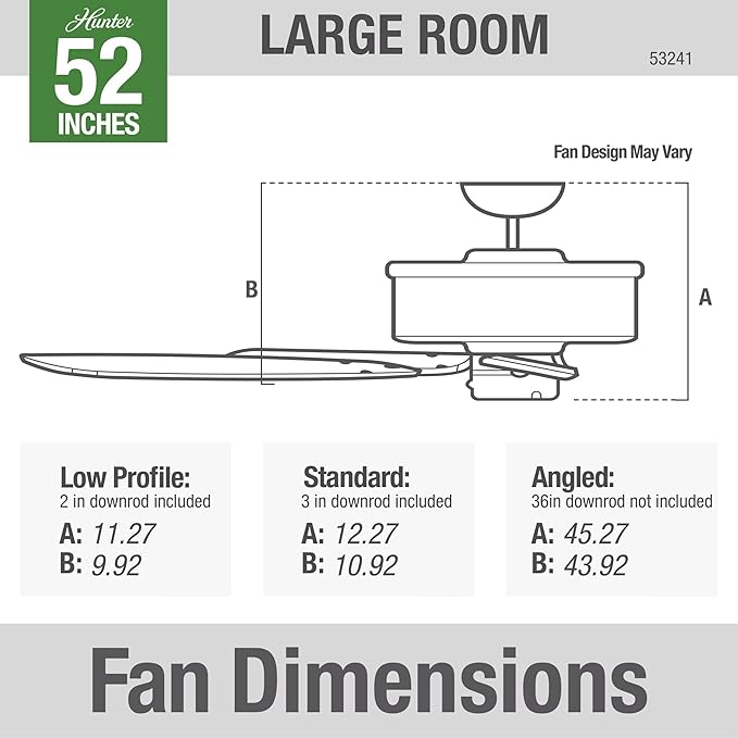 Hunter 52 inch Indoor Ceiling Fan No Light with Pull Chain - Ceiling Fan without Light, Standard Mount, 5 Blades, For Bedroom, Living Room, or Kitchen - Builder Elite 53241, Brushed Nickel