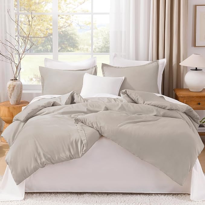 Litanika Linen Super King Plus Comforter Set, 3 Pieces Linen Lightweight Solid Super King Plus Bedding Comforter Set, All Season Fluffy Bed Set (1 Comforter & 2 Pillowcases)