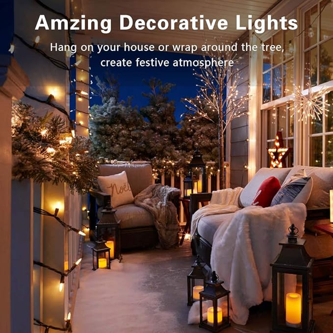 ODEETRONIC Steady & Blink Clear Christmas Lights, 21.63ft 100 Count Incandescent Christmas Lights, 2 Modes UL Certified Warm Clear Light, Connectable Mini Tree Light for Room Wedding Party, Green Wire