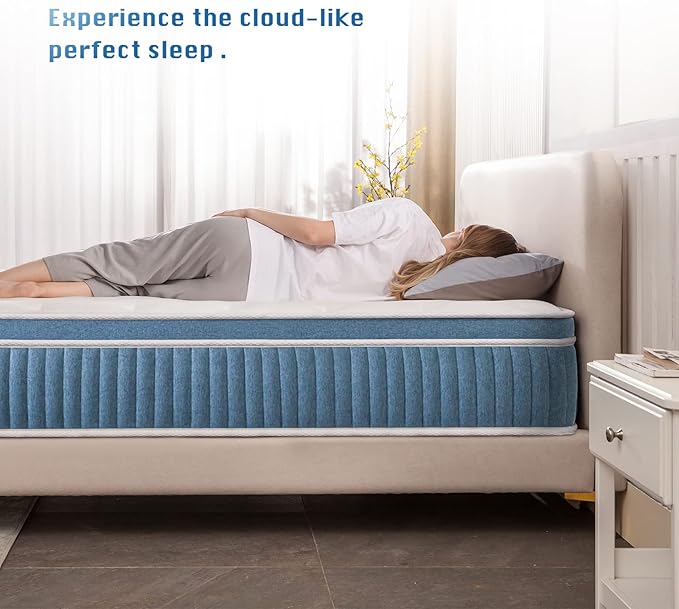 Rimensy King Mattress, 12 Inch Hybrid Mattress in a Box, Gel Memory Foam Mattress, Individually Wrapped Pocket Coils Innerspring Mattress, Support & Pressure Relief, Medium Firm Feel, 76"*80"*12