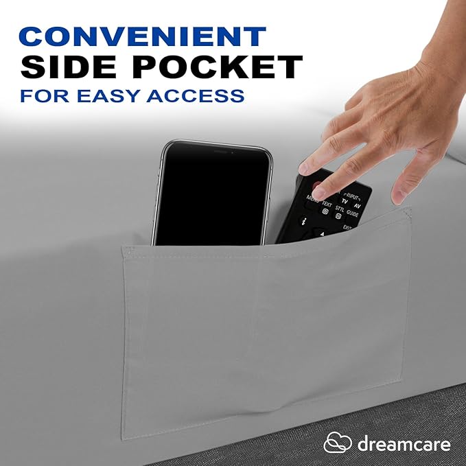 DREAMCARE California King Sheet Sets - Cooling Bed Sheets - 4pcs Set - up to 15" Deep Pocket Cal King Sheets - California King Sheets - Soft & Lasting 100% Brushed Polyester with Side Pocket - L Gray