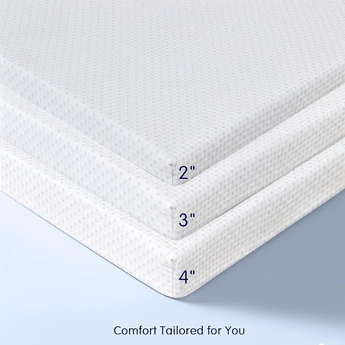Subrtex Mattress Topper, Gel-Infused Memory Foam Mattress Topper, High Density Cooling Bed Topper Pad with Breathable Removable Fitted Cover CertiPUR-US Certified (4 Inch, King)