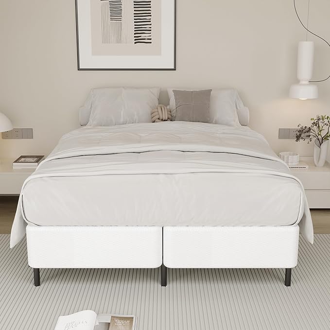 Split King Box Spring 5 Inch, Low Profile Heavy Duty Metal Box Spring King Size with Fabric Cover, Noise-Free, Quick Assembly