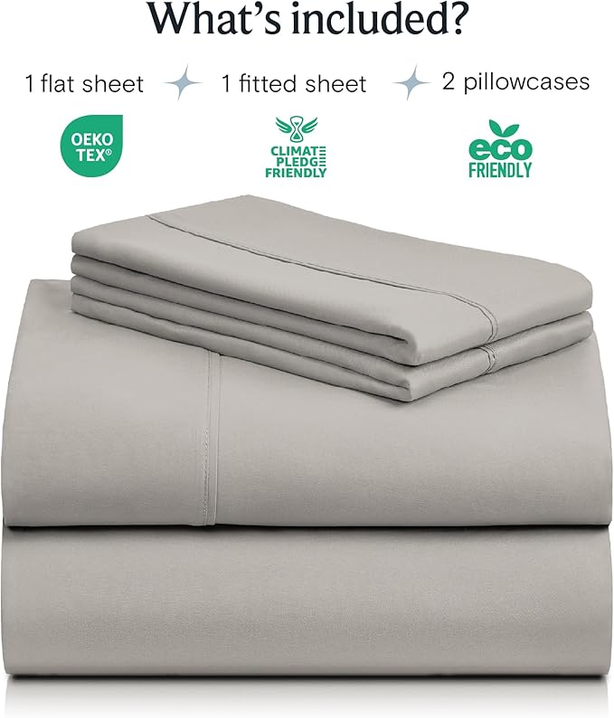 LuxClub 4 PC King Sheet Set, Breathable Luxury Bed Sheets, Deep Pockets Wrinkle Free Cooling Bed Sheets Machine Washable Hotel Bedding Silky Soft - Light Taupe King