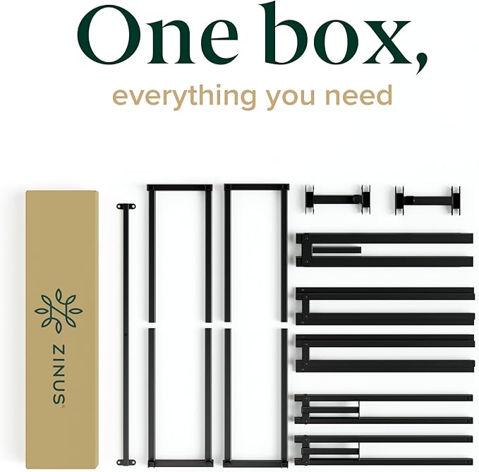 Zinus Joseph 18 Inch Platform Bed Frame, Wood Slat Support, No Box Spring Needed, Eco Friendly WonderBox(TM) Packaging, Easy Assembly, Black, Twin