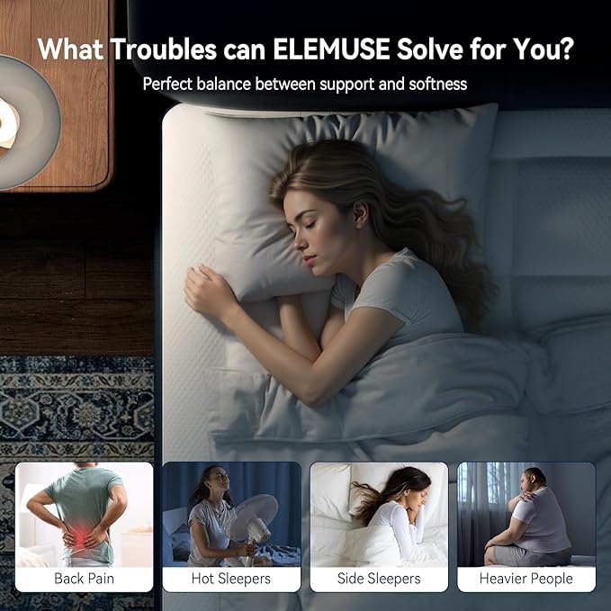 ELEMUSE Twin Size Dual Layer 3 Inch Memory Foam Mattress Topper, 2 Inch Cooling High Density Memory Foam Bed Pad and 1 Inch Plush Feel Pillow Top Mattress Topper Cover for Back Pain Relief
