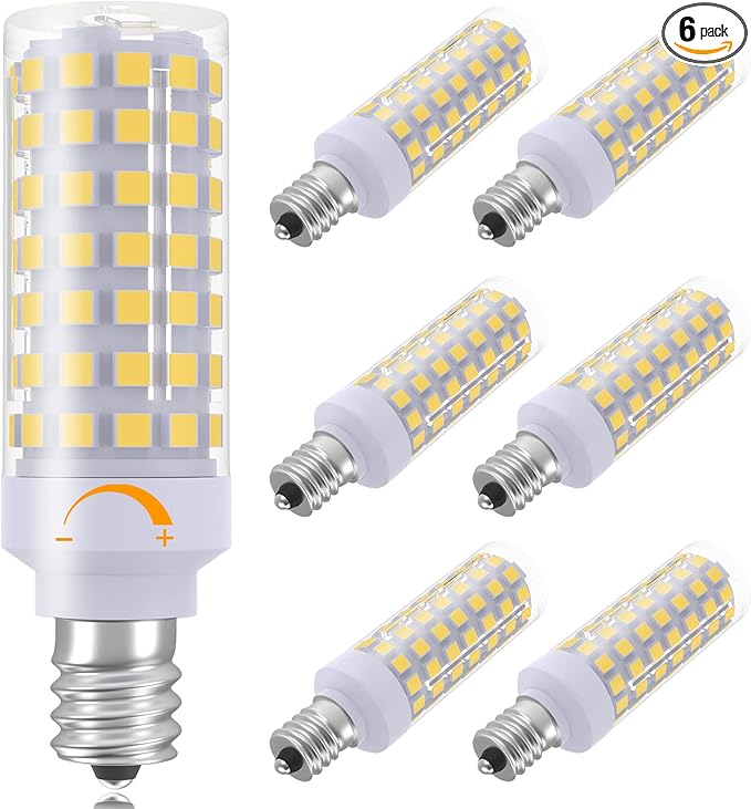 TAIYALOO E12 LED Bulb Dimmable C7 Bulb Equivalent to E12 Halogen Bulb 60W, Natural White 4000K, T6 Small Base, 120V 7W 630LM E12 LED Candelabra Bulbs for Ceiling Fan, Chandelier Light, 6 Pack
