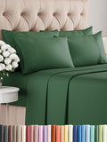 Queen Sheets Set 6 Piece - Includes 4 Pillowcases - Bed Sheets Queen Size - Soft Hotel Luxury Bedding - Cooling, Comfy, Cozy & Breathable - 1 Flat & 1 Fitted & 4 Pillowcases w/ Deep Pockets - Emerald