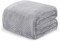 Exclusivo Mezcla Fleece Bed Blanket Queen Size, Super Soft and Warm Blankets for Couch, Sofa and Bed Waffle Textured, Cozy, Fuzzy and Lightweight (Light Grey, 90x90 Inches)