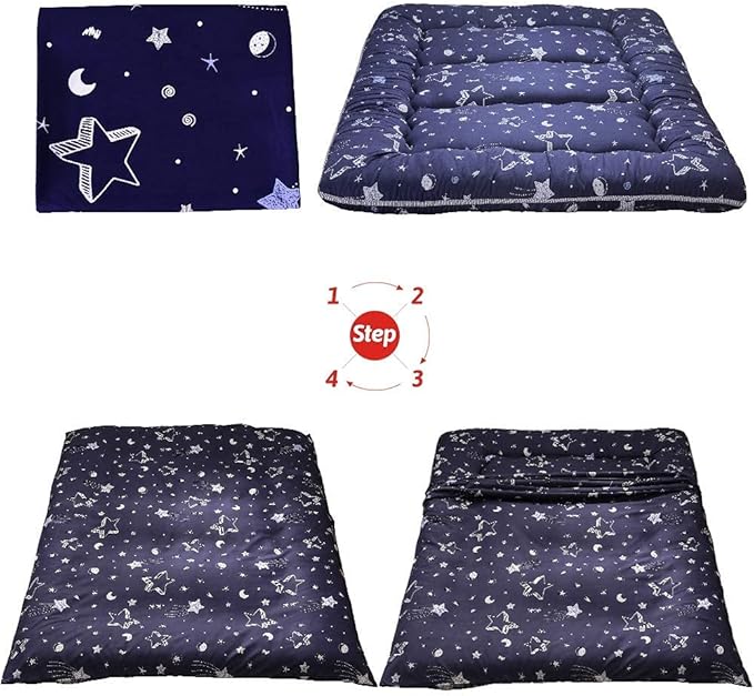 MAXYOYO Navy Star Futon Mattress Japanese Floor Mattress Tatami Floor Mat Foldable Bed Portable Camping Mattress Kids Sleeping Pad Floor Lounger Couch Bed Twin Size
