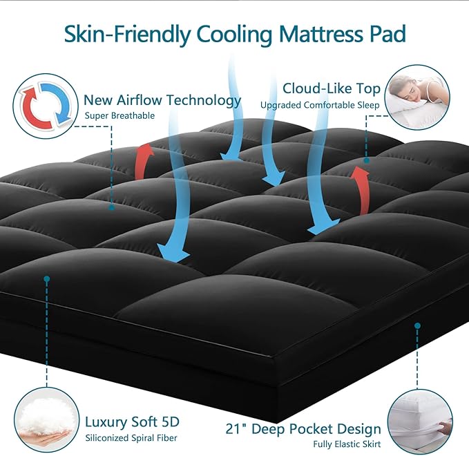 CHOKIT Full Mattress Topper, Extra Thick Pillow Top Mattress Pad for Back Pain Relief, Cooling Bed Topper Mattress Cover with 8-21 Inch Deep Pocket