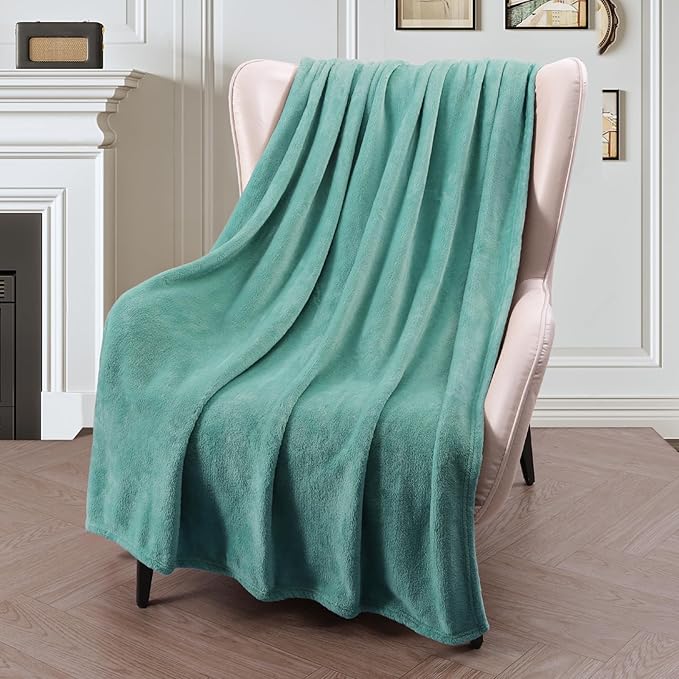 Exclusivo Mezcla Extra Large Fleece Throw Blanket for Couch, Sofa, 300GSM Super Soft and Warm Blankets, Celadon Throw All Season Use, Cozy, Plush, Lightweight, 50x70 Inches