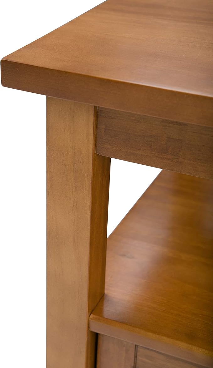 SIMPLIHOME Warm Shaker Solid Wood 20 inch Wide Rectangle Transitional End Side Table in Light Golden Brown for The Living Room and Bedroom
