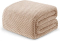 Exclusivo Mezcla Fleece Bed Blanket Twin Size, Super Soft and Warm Blankets for Couch, Sofa and Bed Waffle Textured, Cozy, Fuzzy and Lightweight (Camel, 90x66 Inches)