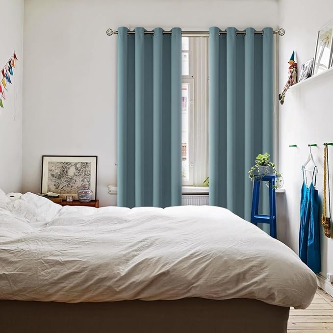 BGment Room Darkening Curtains 84 Inches Long - Grommet Thermal Insulated Drapes Window Treatment Curtains for Bedroom, 2 Panels, 52 x 84 Inch, Stone Blue