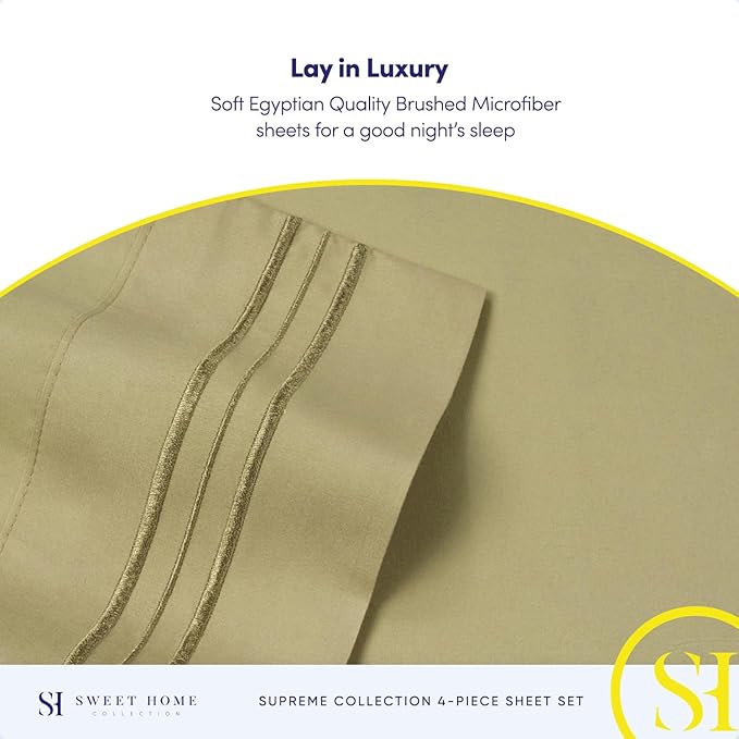 Twin XL Sheets - Breathable Luxury Sheets with Full Elastic & Secure Corner Straps Built In - 1800 Supreme Collection Extra Soft Deep Pocket Bedding Set, Sheet Set, Twin XL, Sage