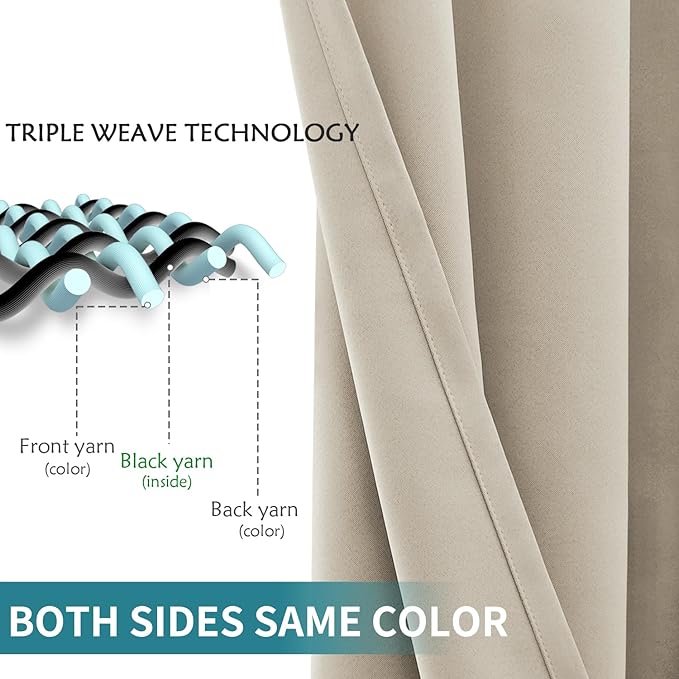 BGment Room Darkening Curtains 84 Inches Long - Grommet Thermal Insulated Drapes Window Treatment Curtains for Bedroom, 2 Panels, 70 x 84 Inch, Camel