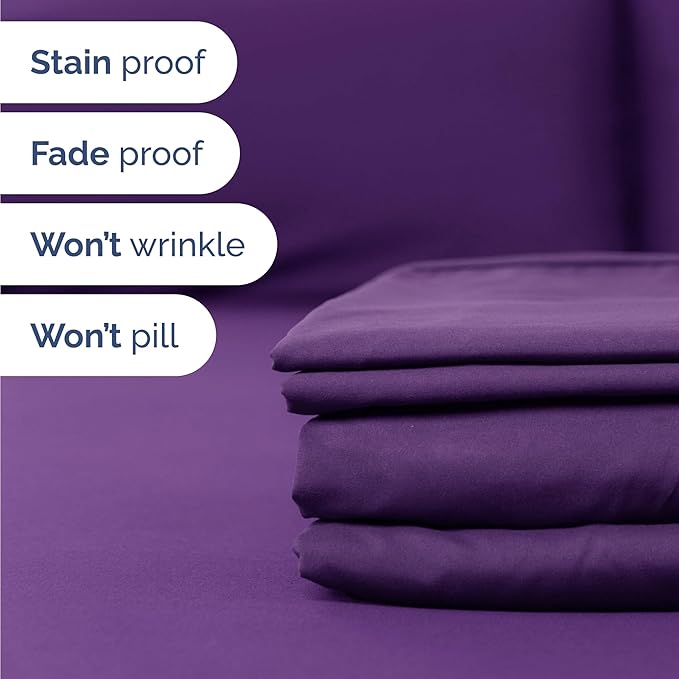 Twin 4 Piece Sheet Set - Comfy Breathable & Cooling - Ultra Soft Hotel Luxury Bedding Set w/ 8-16 Inch Deep Pockets - 1 Flat & 1 Fitted Sheet & 2 Pillowcases - Cozy, Wrinkle Free & Easy Care - Purple