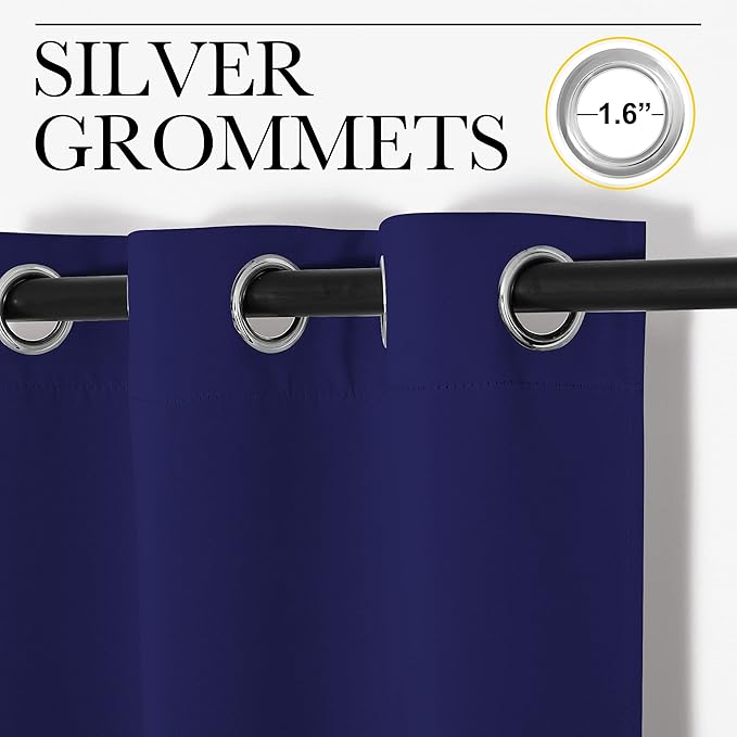NICETOWN Navy Blue Blackout Curtains 86 inches Length for Living Room, 2 Panels, 55" Wide, Thermal Insulated Long Drapes for Large Window