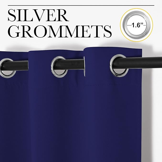 NICETOWN Room Darkening Curtains for Kitchen, Royal Blue, Set of 2, 42 inches Wide by 50 inches Long, Window Treatment Thermal Insulated Solid Grommet Room Darkening Curtains/Drapes for Bedroom