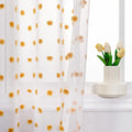 MYSKY HOME Burnt Orange Pom Pom Curtains for Bedroom, Small Windows, Light Filtering, White Sheer, Short Cafe, Bathroom Privacy, Rod Pocket, 52 x 45 inch, 2 Panels