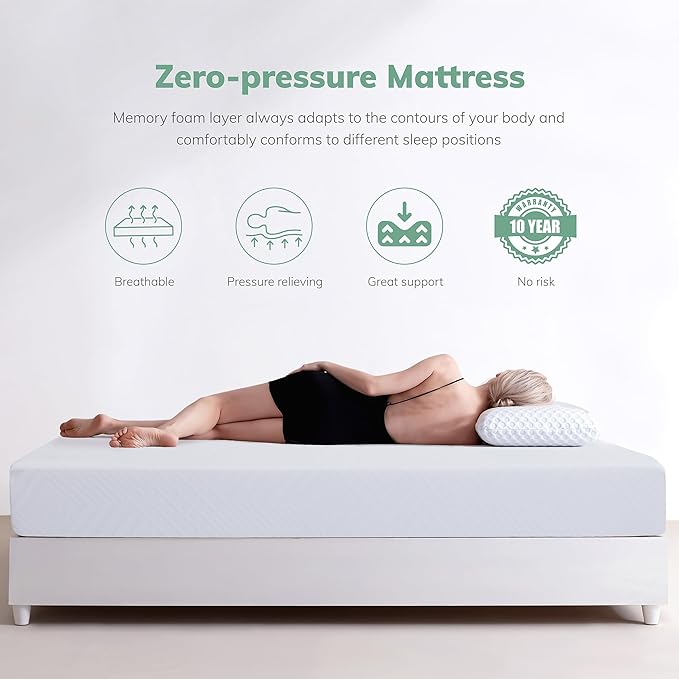 EGO 6 Inch Twin Mattress - Green Tea Memory Foam, Cooling Gel, Fiberglass-Free, CertiPUR-US Certified, for Kids, Bunk Beds, Trundle & Daybeds