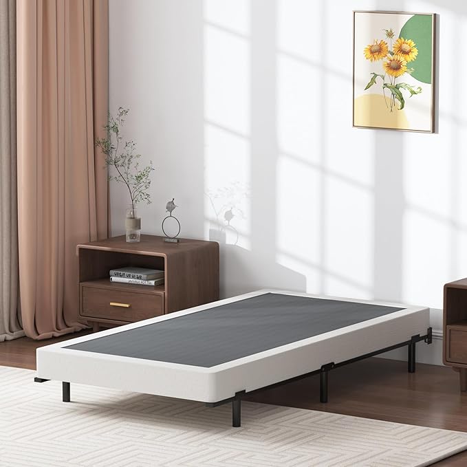 Box Spring Twin - 3 Inch Heavy Duty Low Profile Metal Box Springs for Twin Bed, Mattress Foundation, Easy Assembly,Easy Clean Cover