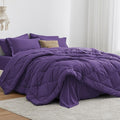 Love's cabin California King Comforter Set Purple, 7 Pieces California King Bed in a Bag, All Season Bedding Sets with 1 Comforter, 1 Flat Sheet, 1 Fitted Sheet, 2 Pillowcase and 2 Pillow Sham