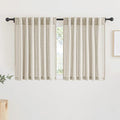 RYB HOME Sheer Linen Curtains, Small Light & Privacy Semi Translucent Curtains Sheer Faux Linen Vintage Drapes for Bedroom, RV Camper, Laundry, Party, W 52" x L 36", 2 Pcs, Angora