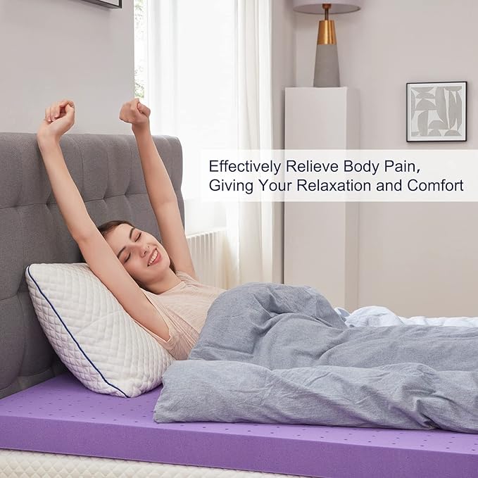 SINWEEK 3 Inch Gel Memory Foam Mattress Topper Ventilated Soft Pressure Relieve Mattress Pad, Breathable Bed Topper, CertiPUR-US Certified, California King Size