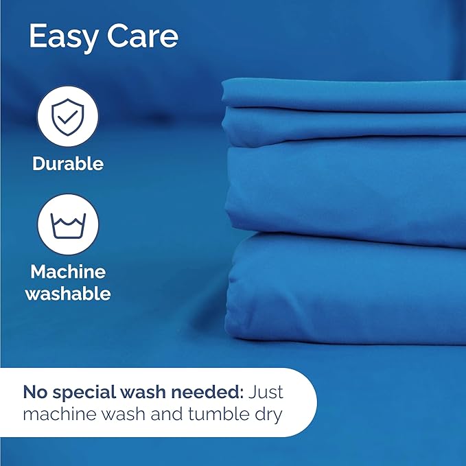 Twin 4 Piece Sheet Set - Comfy Breathable & Cooling - Ultra-Soft Hotel Luxury Bedding Set with 8-16 Inch Deep Pockets - 1 Flat & 1 Fitted Sheet & 2 Pillowcases - Wrinkle Free & Easy Care - Royal Blue