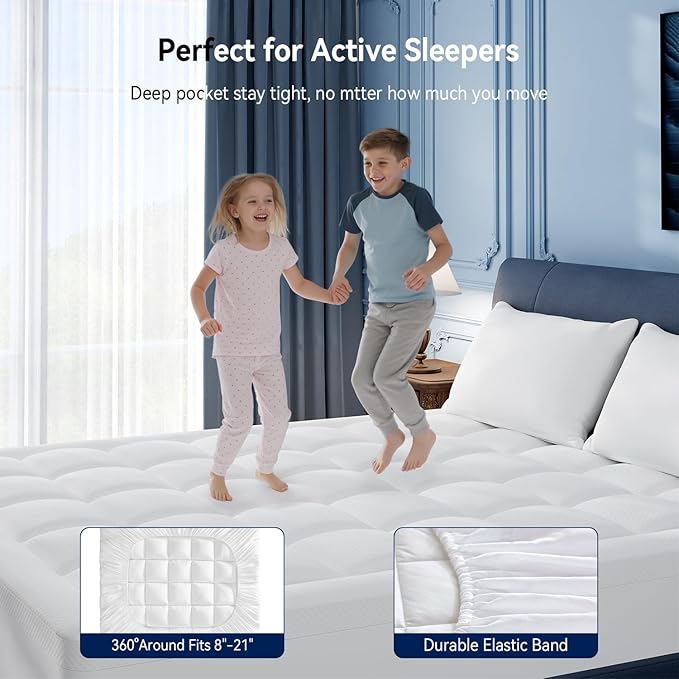ELEMUSE Queen Size Dual Layer 3 Inch Memory Foam Mattress Topper, 2 Inch Cooling Gel Memory Foam Bed Pad and 1 Inch Soft Pillow Top Mattress Pad for Back Pain Relief & Hot Sleepers