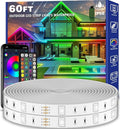zoegi 60ft Outdoor LED Strip Lights Waterproof,Music Sync RGB IP68 Outside Led Light Strips Waterproof with App and Remote,Exterior Led Rope Lights for Deck,Balcony,Roof,Garden,Pool