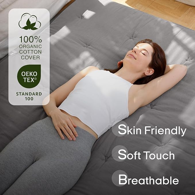 ZonLi Japanese Floor Futon Mattress Full Size 80"x 54", 100% Cotton Cover 2.5'' Thicken Tatami Mattress, Foldable Sleeping Pad, Portable Dormitory Tatami Mat