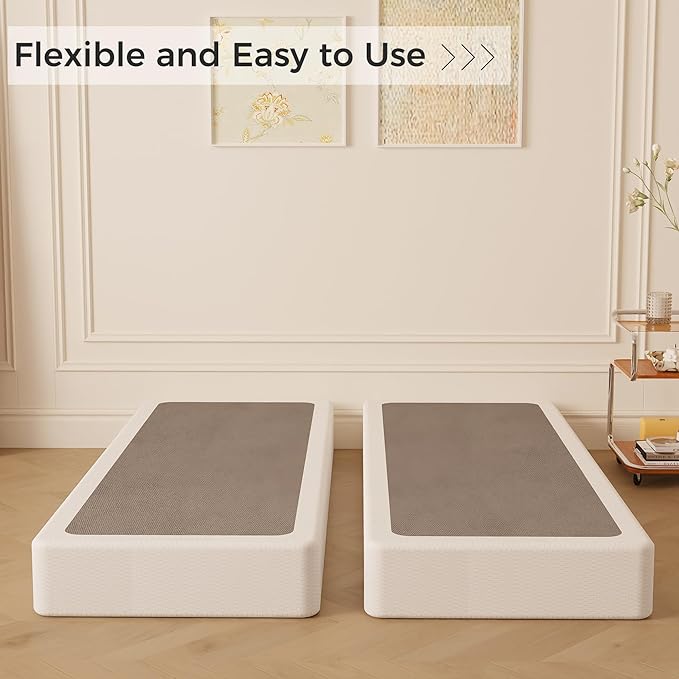 Split King Box Spring 5 Inch, Easy Assembly Bed Foundation, Heavy Duty Low Profile Metal Box Spring King with Fabric Cover, Noise Free