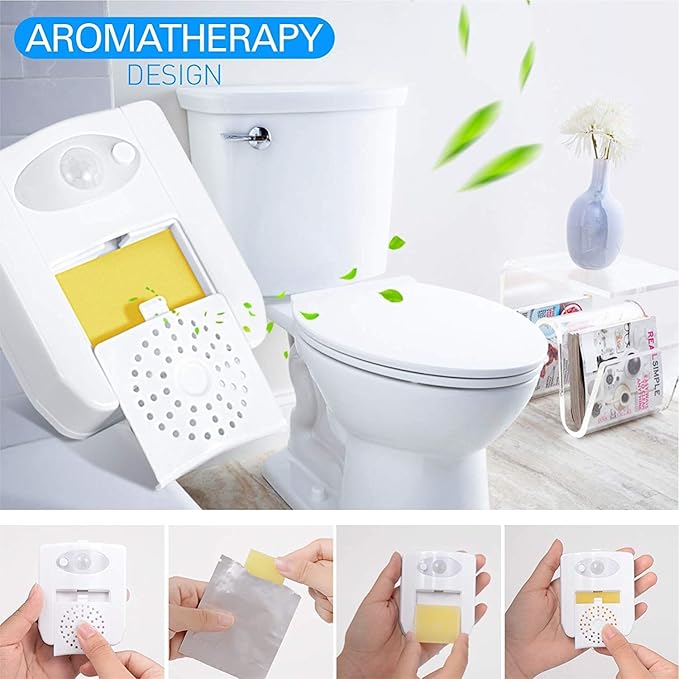 ZEZHOU Toilet Light Motion Sensor - 16 Color LED Night Lights for Toilet Bowl with Aromatherapy for Bathroom, Funny Gifts Idea for Dad Men Women Kids Teen Boys, Cool Fun Gadgets for Stocking Stuffer