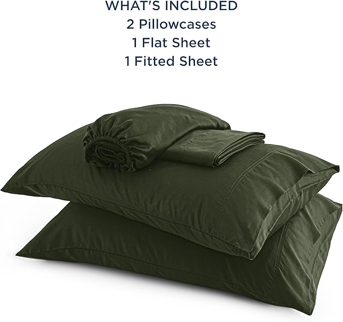 Bedsure King Size Sheets Set, Cooling Sheets for Hot Sleepers, Rayon Derived from Bamboo, Breathable & Soft, Deep Pocket Up to 16 Inches, Hotel Luxury Silky Bedding, Olive Green