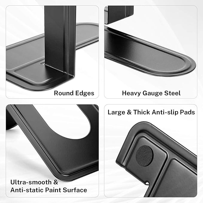 MaxGear Book Ends Universal Premium Bookends for Shelves, Non-Skid Bookend, Heavy Duty Metal Book Stopper for Books/Movies/CDs/Video Games, 6 x 4.6 x 6 in, Black, 4 Pairs/8 Pieces, Large