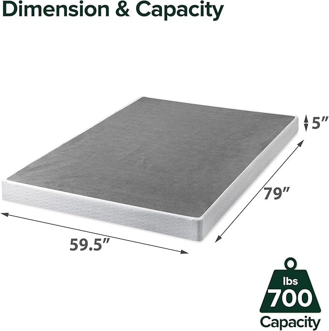 ZINUS 5 Inch Queen Metal Smart Box Spring with Quick Assembly, Mattress Foundation, Strong Metal Frame, Easy Assembly