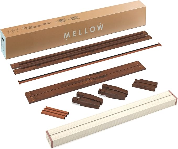 Mellow Naturalista Classic 12 Inch Solid Wood Platform Bed with Wooden Slats, Twin XL, Espresso