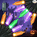 Orange & Purple & Green Halloween Lights, 2 Pack 33ft 100 LED Halloween Decoration Lights Waterproof 8 Modes Battery Operated String Light for Outdoor & Indoor,Tree, Wreaths, Holiday, Party Decor