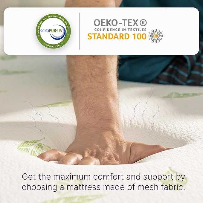 NapQueen Twin XL Size Mattress, 6 Inch Anula Green Tea Infused Memory Foam Mattress, CertiPUR-US Certified