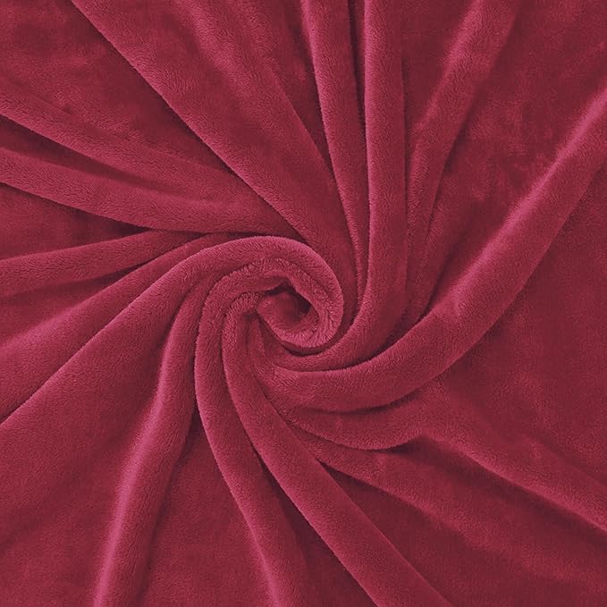 Exclusivo Mezcla Extra Large Fleece Throw Blanket for Couch, Sofa, 300GSM Super Soft and Warm Blankets, Deep Red Throw All Season Use, Cozy, Plush, Lightweight, 50x70 Inches