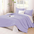 Litanika Lavender Purple Comforter King Size, 3 Pieces Lightweight Solid Bedding Comforter Set, All Season Fluffy Bed Set (104x90In Comforter & 2 Pillowcases)
