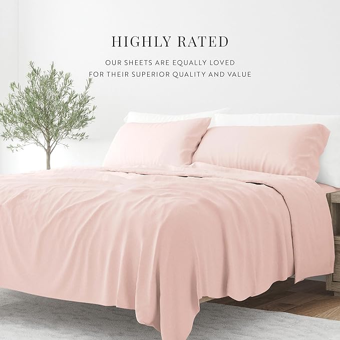 Linen Market Double-Brushed Microfiber Twin XL Sheet Set 3 Piece – Oeko-TEX Certified Ultra Soft & Wrinkle-Free - 16" Deep Pocket Sheets - Easy Care Twin XL Size - Blush