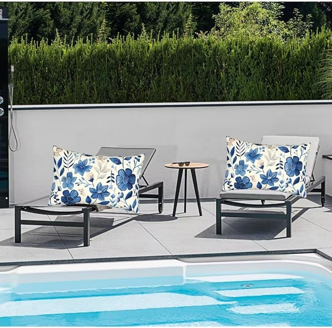 Outdoor Pillows Blue Pillow Covers 31x47 Inch Set of 2 Throw Pillow Covers, Scandinavian Throw Pillows, Lumbar Pillows Cushion Covers Decorative Pillow Covers for Couch Garden Patio Furniture J334